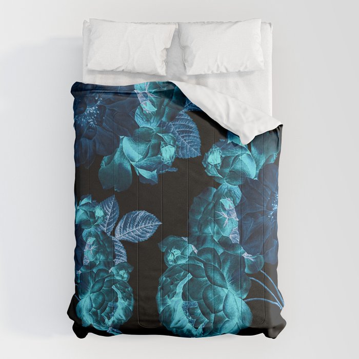 Flora temptation - moonlit blue Comforter Gallery Image 1
