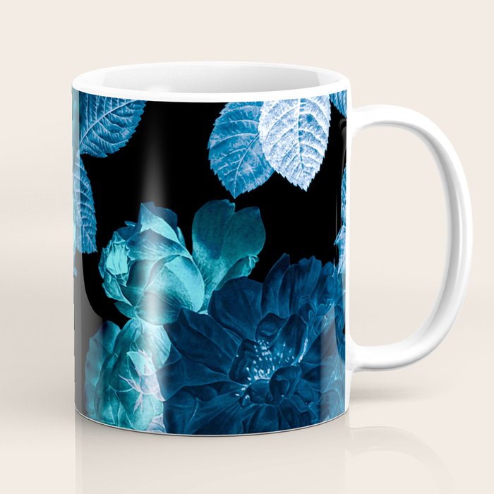Flora temptation - moonlit blue Coffee Mug Gallery Image 1