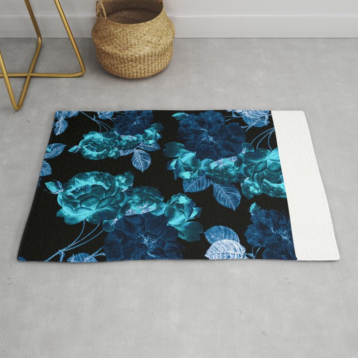 Flora temptation - moonlit blue Rug Gallery Image 1