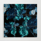 Flora temptation - moonlit blue Wood Wall Art Gallery Image 1