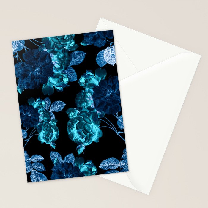 Flora temptation - moonlit blue Stationery Card Gallery Image 2