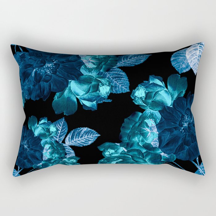 Flora temptation - moonlit blue Rectangular Pillow Gallery Image 2