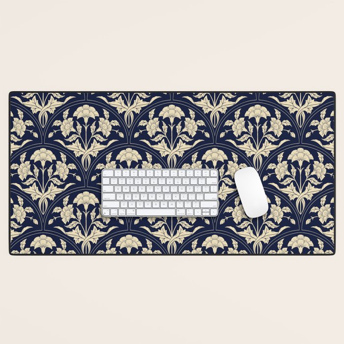 Victorian Botanicals Cornflower In Navy Blue Desk Mat Gallery Image 1