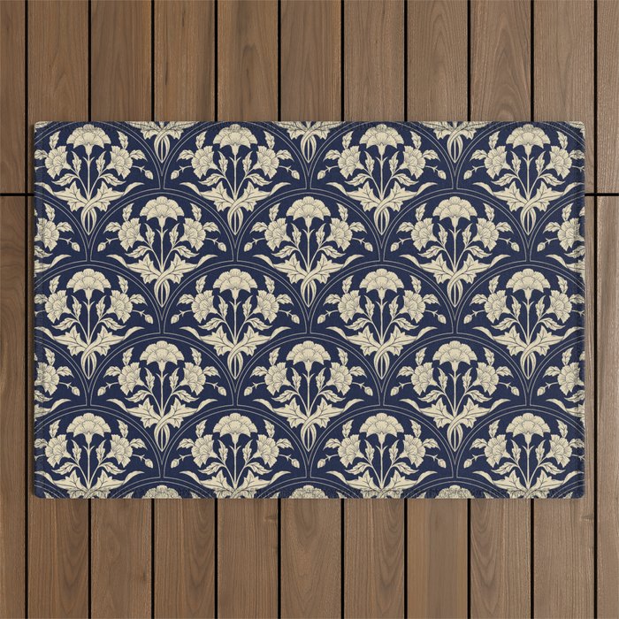 Victorian Botanicals Cornflower In Navy Blue Outdoor Rug Gallery Image 1