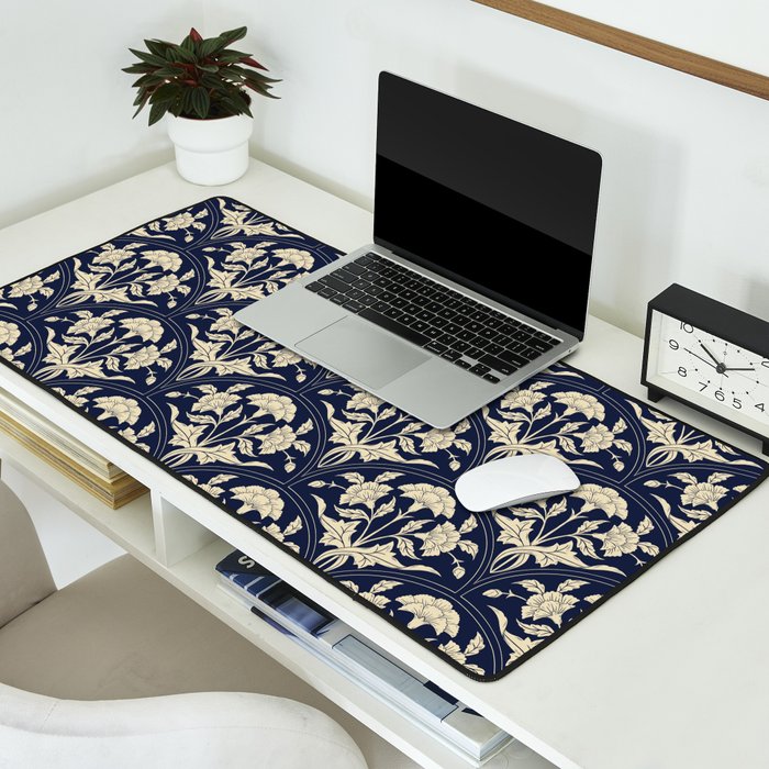 Victorian Botanicals Cornflower In Navy Blue Desk Mat Gallery Image 2