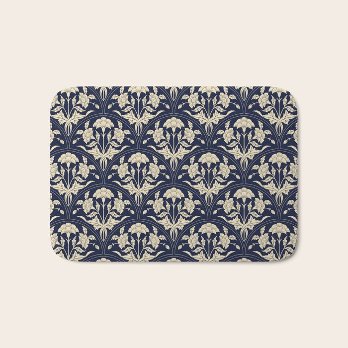 Victorian Botanicals Cornflower In Navy Blue Bath Mat Gallery Image 1