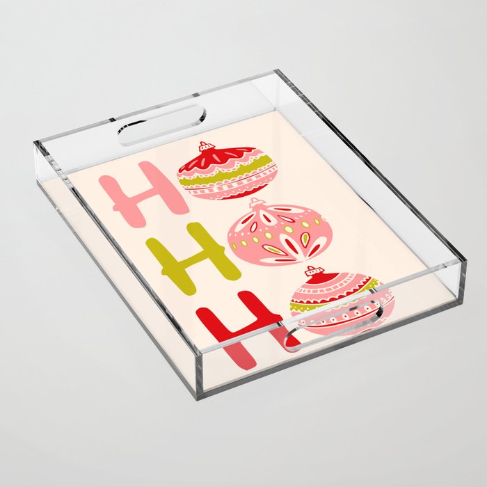 HoHoHo Cheerful little Christmas Illustration Acrylic Tray Gallery Image 1