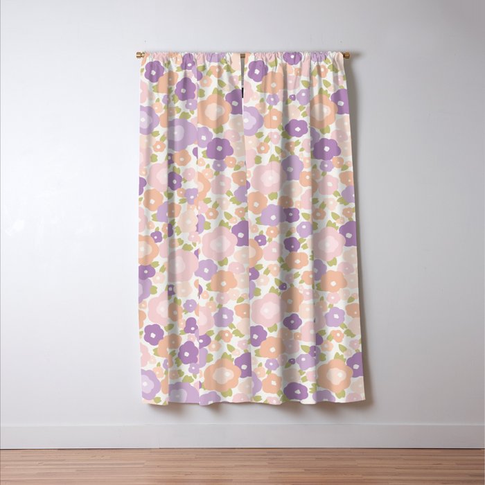 Flower Market Florence Abstract Lavender Flowers Window Curtain Gallery Image 3