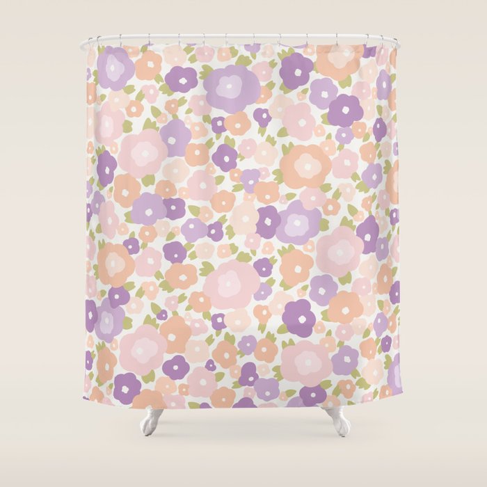 Flower Market Florence Abstract Lavender Flowers Shower Curtain Gallery Image 1