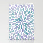 Festive, Flower Bloom, Purple and Teal, Floral Prints Stationery Card Gallery Image 2