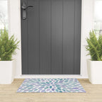Festive, Flower Bloom, Purple and Teal, Floral Prints Welcome Mat Gallery Image 3