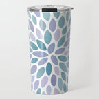 Festive, Flower Bloom, Purple and Teal, Floral Prints Travel Mug Gallery Image 1