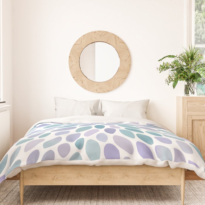 Festive, Flower Bloom, Purple and Teal, Floral Prints Duvet Cover Gallery Image 3