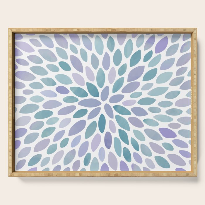 Festive, Flower Bloom, Purple and Teal, Floral Prints Serving Tray Gallery Image 1