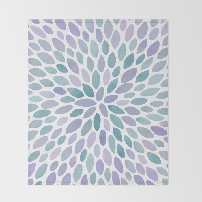 Festive, Flower Bloom, Purple and Teal, Floral Prints Throw Blanket Gallery Image 2