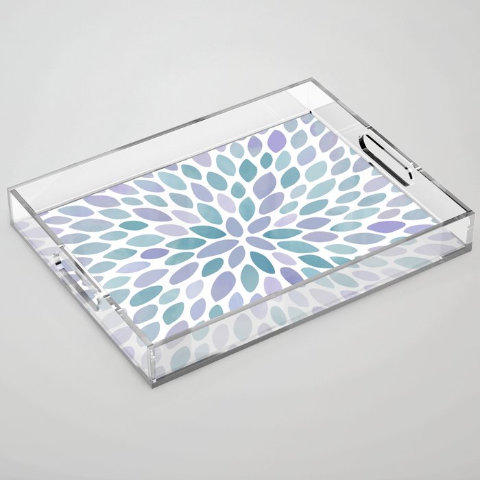 Festive, Flower Bloom, Purple and Teal, Floral Prints Acrylic Tray Gallery Image 1