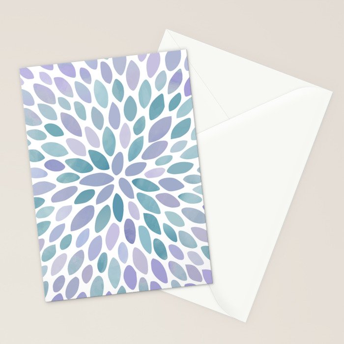Festive, Flower Bloom, Purple and Teal, Floral Prints Stationery Card Gallery Image 2