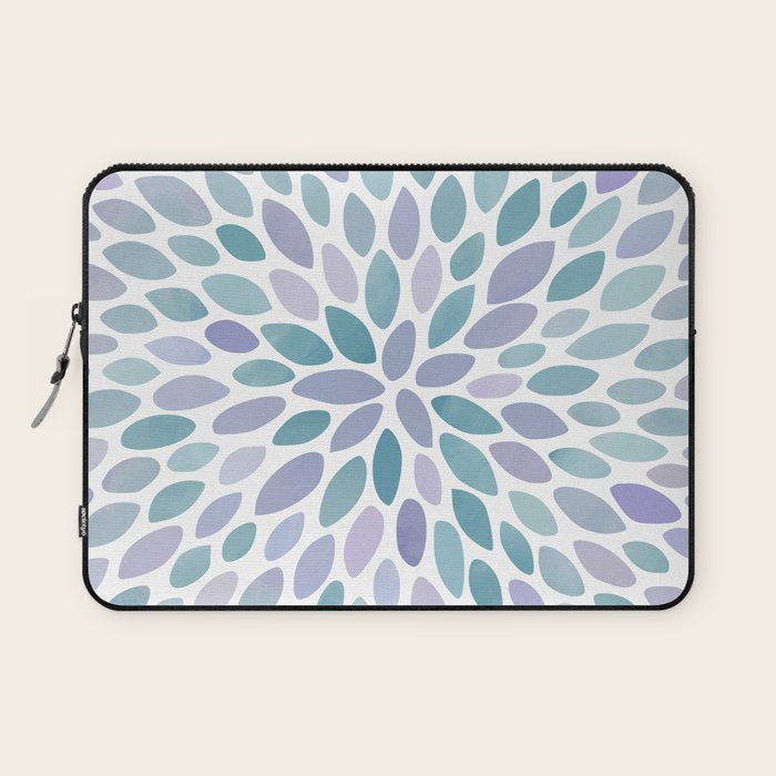 Festive, Flower Bloom, Purple and Teal, Floral Prints Laptop Sleeve Gallery Image 1