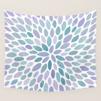 Festive, Flower Bloom, Purple and Teal, Floral Prints Wall Tapestry Gallery Image 4
