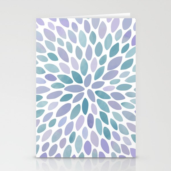 Festive, Flower Bloom, Purple and Teal, Floral Prints Stationery Card Gallery Image 1