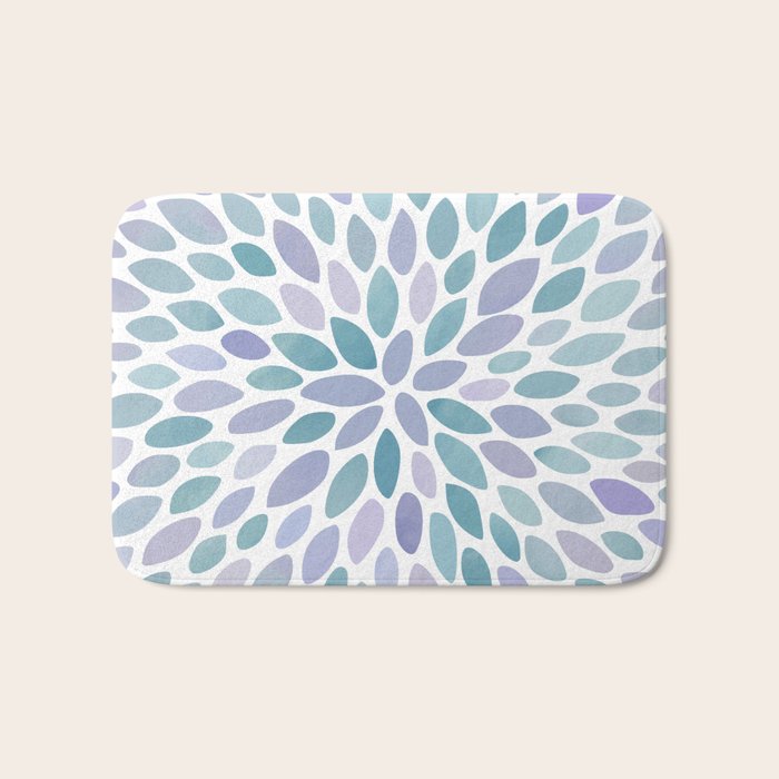 Festive, Flower Bloom, Purple and Teal, Floral Prints Bath Mat Gallery Image 1