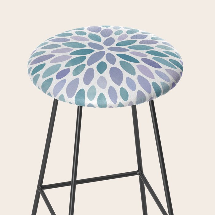 Festive, Flower Bloom, Purple and Teal, Floral Prints Stool Gallery Image 2