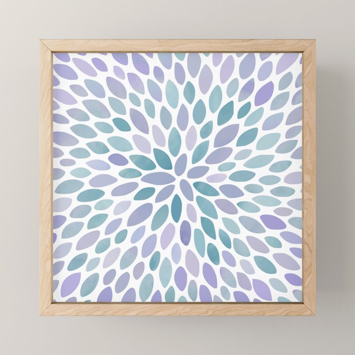 Festive, Flower Bloom, Purple and Teal, Floral Prints Mini Art Print Gallery Image 1