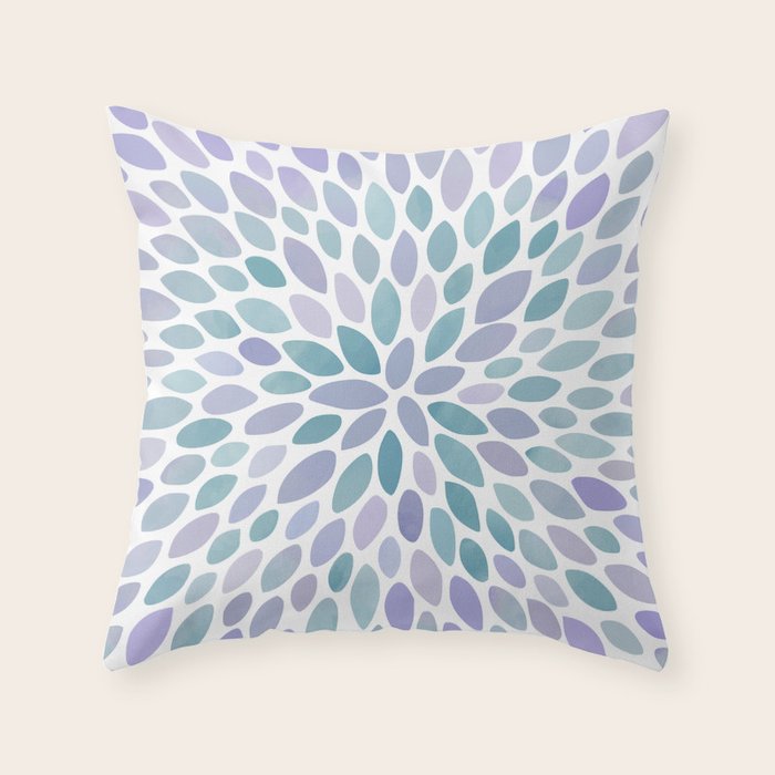 Festive, Flower Bloom, Purple and Teal, Floral Prints Throw Pillow Gallery Image 1