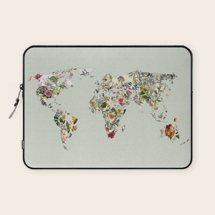 Vintage Botanical World Green Laptop Sleeve Gallery Image 1