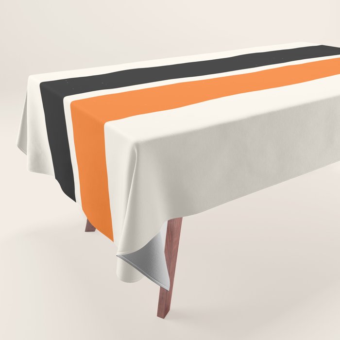 2 Stripes Black Orange Tablecloth Gallery Image 1