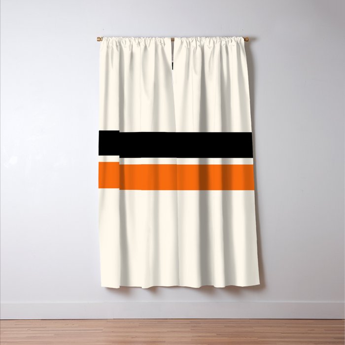 2 Stripes Black Orange Window Curtain Gallery Image 3