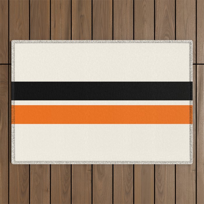 2 Stripes Black Orange Outdoor Rug Gallery Image 1