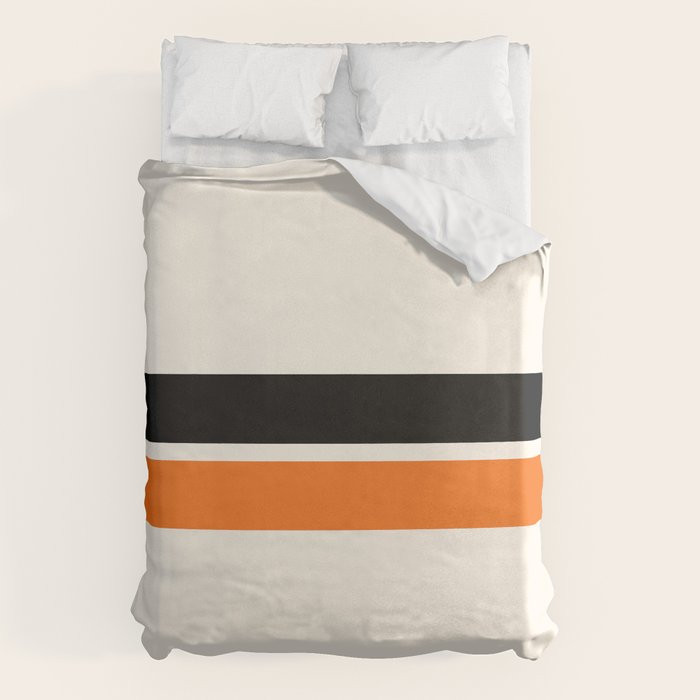 2 Stripes Black Orange Duvet Cover Gallery Image 1