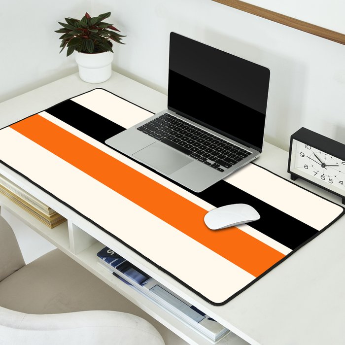 2 Stripes Black Orange Desk Mat Gallery Image 2