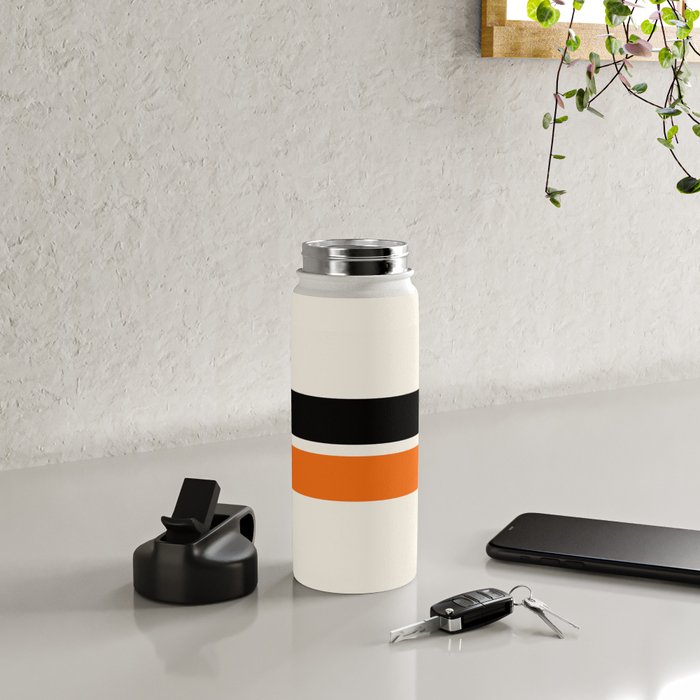 2 Stripes Black Orange Water Bottle Gallery Image 4