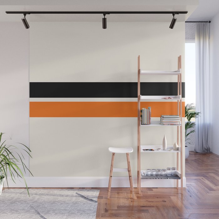 2 Stripes Black Orange Wall Mural Gallery Image 1