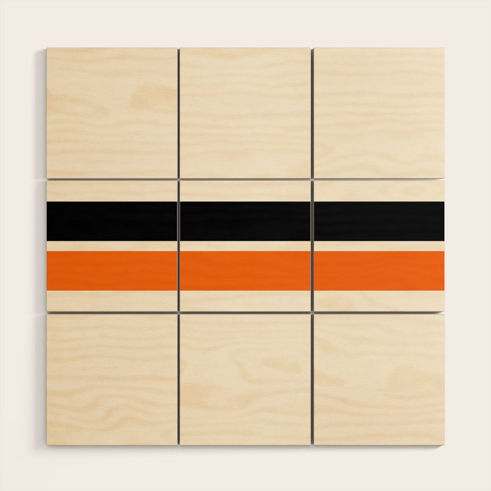 2 Stripes Black Orange Wood Wall Art Gallery Image 1