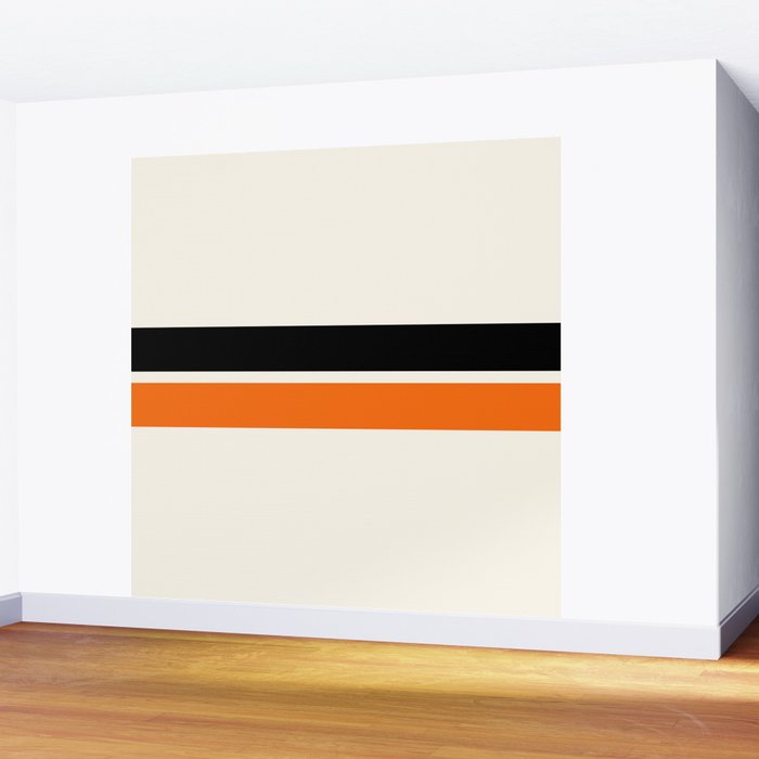 2 Stripes Black Orange Wall Mural Gallery Image 2
