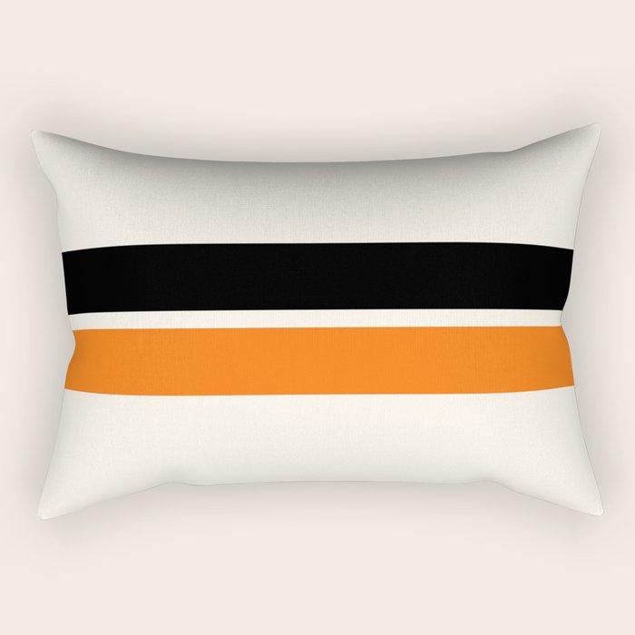 2 Stripes Black Orange Rectangular Pillow Gallery Image 1