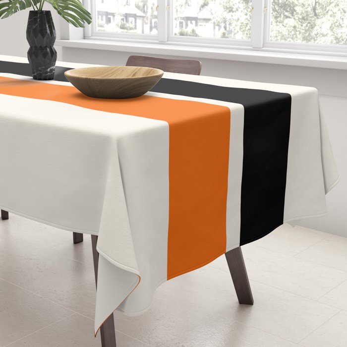 2 Stripes Black Orange Tablecloth Gallery Image 3