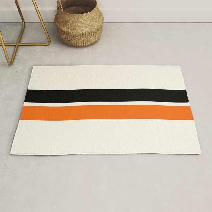 2 Stripes Black Orange Rug Gallery Image 1