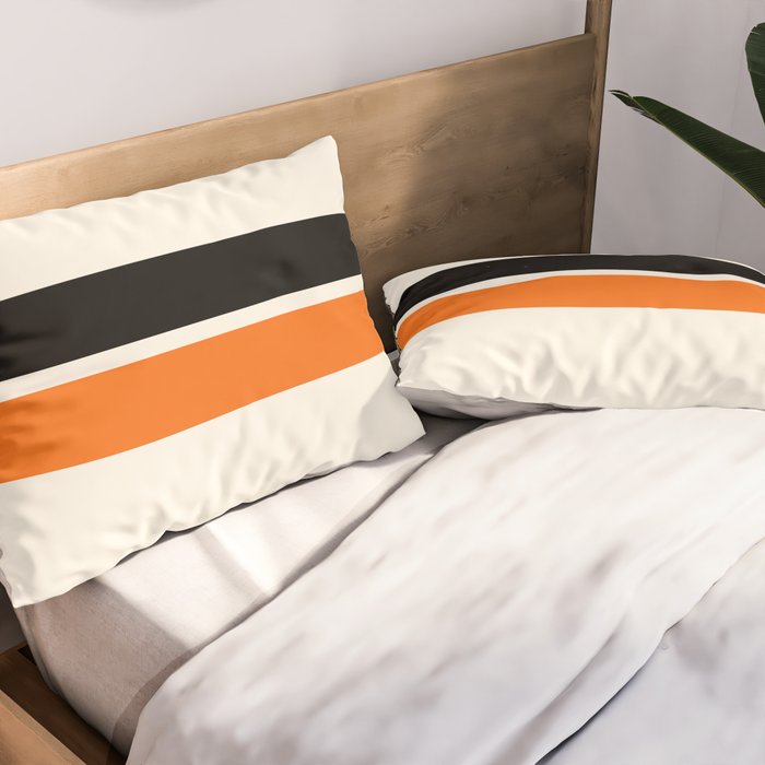 2 Stripes Black Orange Pillow Sham Gallery Image 2