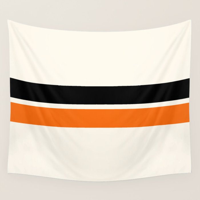 2 Stripes Black Orange Wall Tapestry Gallery Image 1