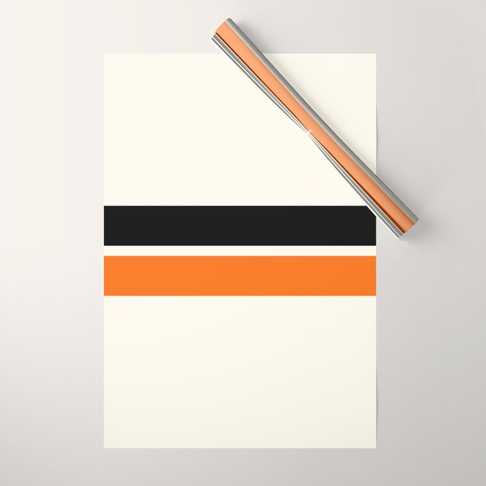 2 Stripes Black Orange Wrapping Paper Gallery Image 1