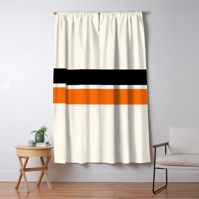 2 Stripes Black Orange Window Curtain Gallery Image 1