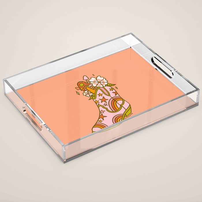 Flower Cowboy Boot Acrylic Tray Gallery Image 1