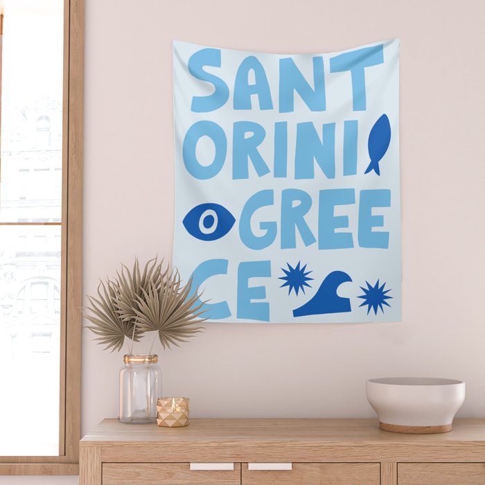Santorini, Greece: Going Places Wall Tapestry Gallery Image 2