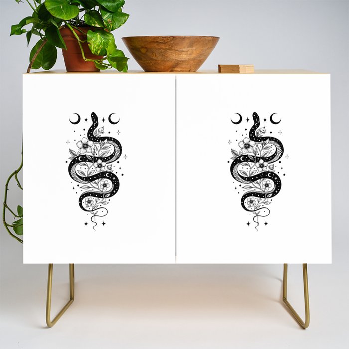 Serpent Spell -Black and White Credenza Gallery Image 1
