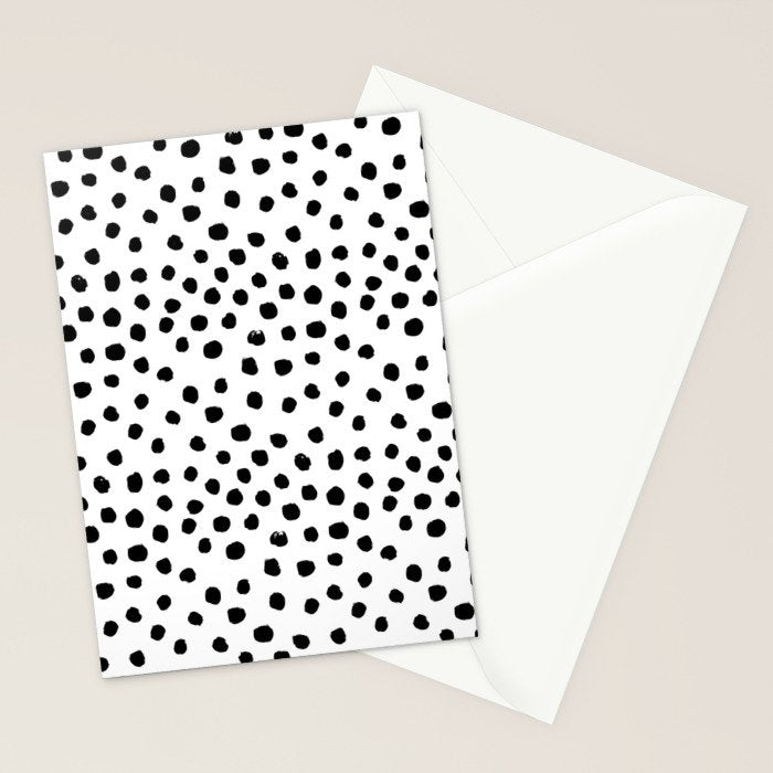 Preppy black and white dots minimal abstract brushstrokes painting illustration pattern print Stationery Card Gallery Image 2