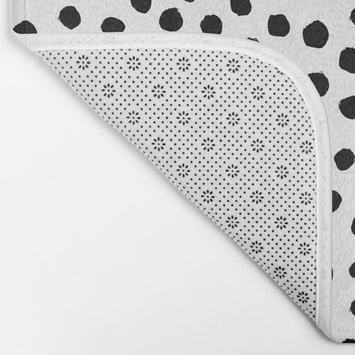 Preppy black and white dots minimal abstract brushstrokes painting illustration pattern print Bath Mat Gallery Image 2